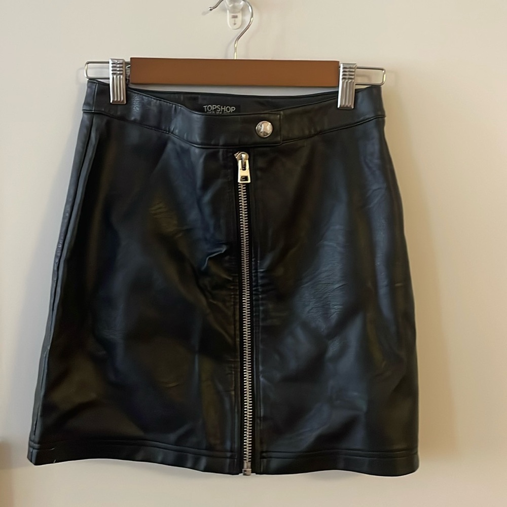 Topshop black pleather skirt
